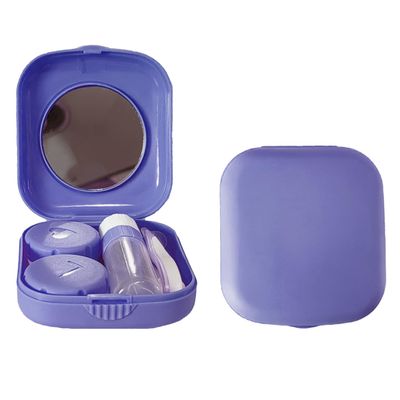Erewa Contact Lens Case, 2 Pack Portable Contact Lens Box Kit with Mirror, Compact Soak Storage Kit for Travel (Purple)