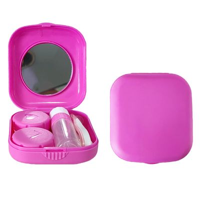 Erewa Contact Lens Case, 2 Pack Portable Contact Lens Box Kit with Mirror, Compact Soak Storage Kit for Travel (Rose Red)