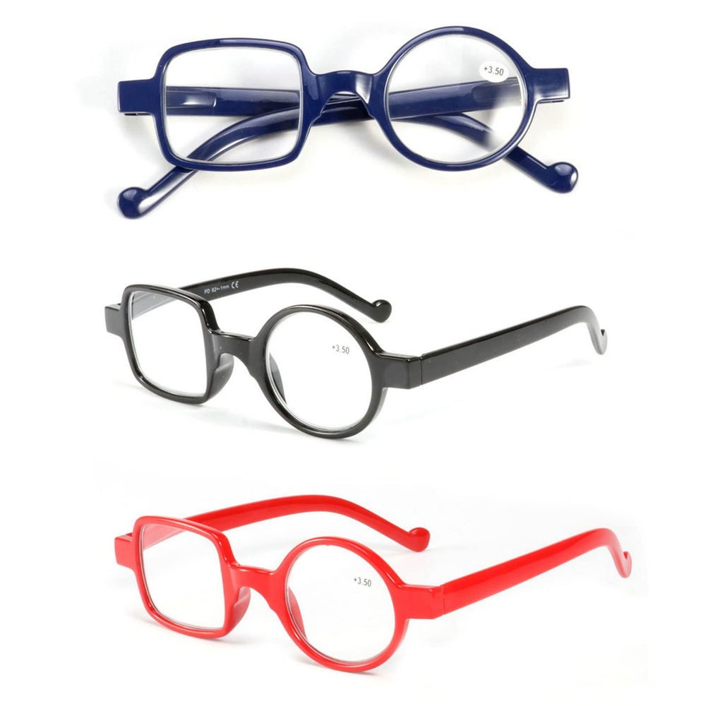 mincl Readers 3 Pack Quality Irregular Glasses Frame Resin Square Round Reading Glasses for Men and Women (3-Pack-Floral, +2.5)