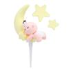 Amosfun 3pcs Baby Shower Cake Toppers Baby Moon Star Cupcake Toppers for Baby Shower Birthday Party Cake Decoration Supplies (Yellow) view 3