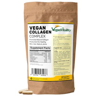 Vegan Collagen Supplements with Biotin for Hair, Skin, Nails & Joints - 2 Months Supply. Cruelty Free Plant Based Collagen Vegan, Vegetarian Collagen Booster Pills. Vegan Collagen for Women and Men