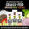 Beef Jerky Variety Pack, Iowa Smoked Recipe 3 Flavors, No Sugar, Non-GMO, 100% Grass Fed Beef Sticks. No Nitrates, Gluten, Soy, MSG, Dairy, or Nuts. Paleo, Whole30 and Keto Snack. Low Calorie High Protein Meat Stick (4 Original, 4 Garlic, 4 Jalapeo, view 4