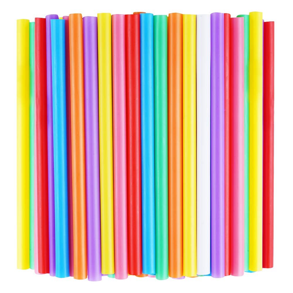 100 PCS Jumbo Smoothie Straws, Colorful Disposable Plastic Large Wide-mouthed Milkshake Straw (0.43" Diameter and 8.2" long)