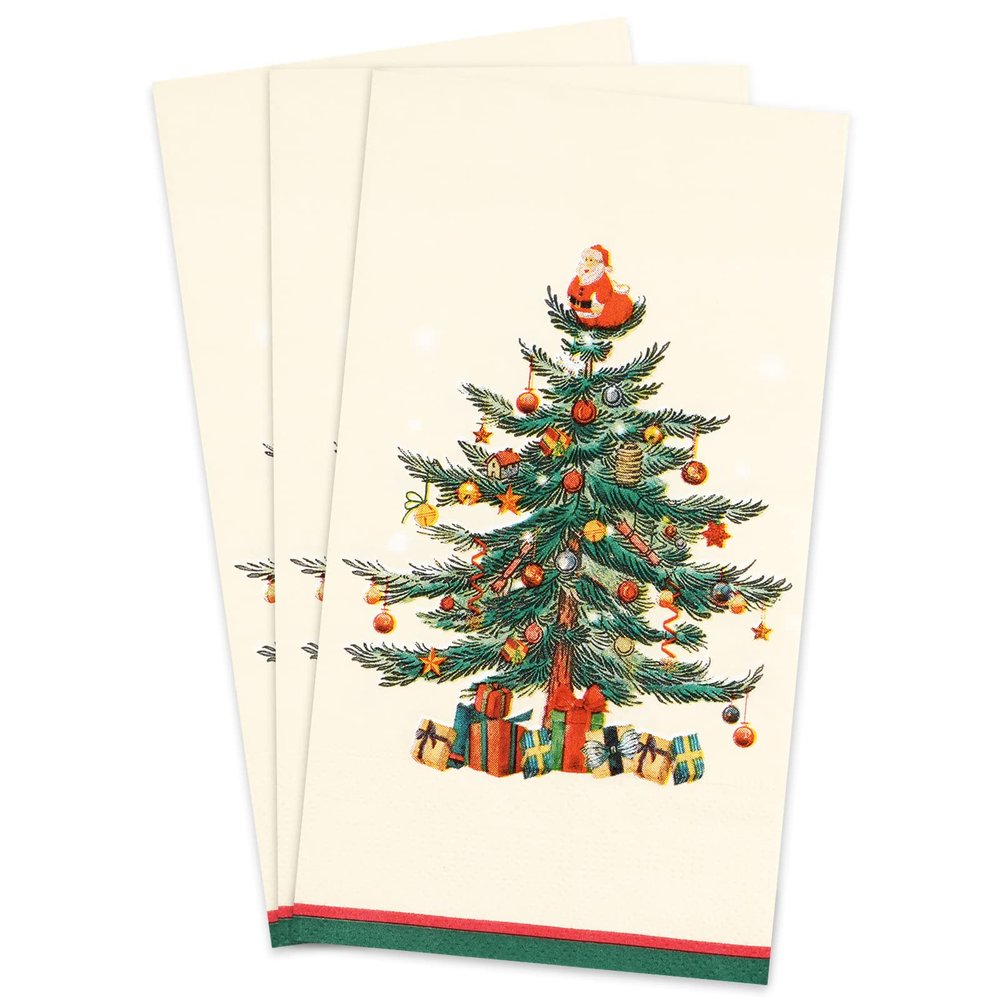 Homlouue 100 PCS Christmas Napkins Disposable, 3 Ply Paper Christmas Tree Napkins, Decorative Napkin for Bathroom Home Kitchen Dinner, Guest Paper Hand Towels for Xmas Winter Holiday Party Supplies