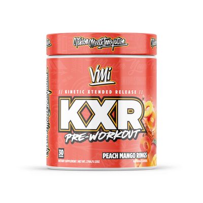 KXR Pre-Workout Energy Powder | Intense Energy Pre-Workout Drink for Men and Women| Creatine Free | Improves Performance - Enhanced Focus & Increased Endurance - 30 Servings (Peach Mango Rings)