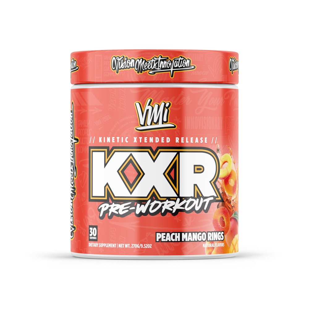 KXR Pre-Workout Energy Powder | Intense Energy Pre-Workout Drink for Men and Women| Creatine Free | Improves Performance - Enhanced Focus & Increased Endurance - 30 Servings (Peach Mango Rings)