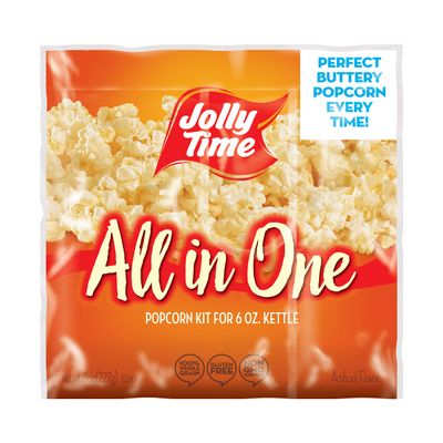 JOLLY TIME All in One Popcorn Kit, Portion Packets with Kernels, Oil and Salt for Movie Theater or Air Popper Machines (24 pack, 6oz Kettle)