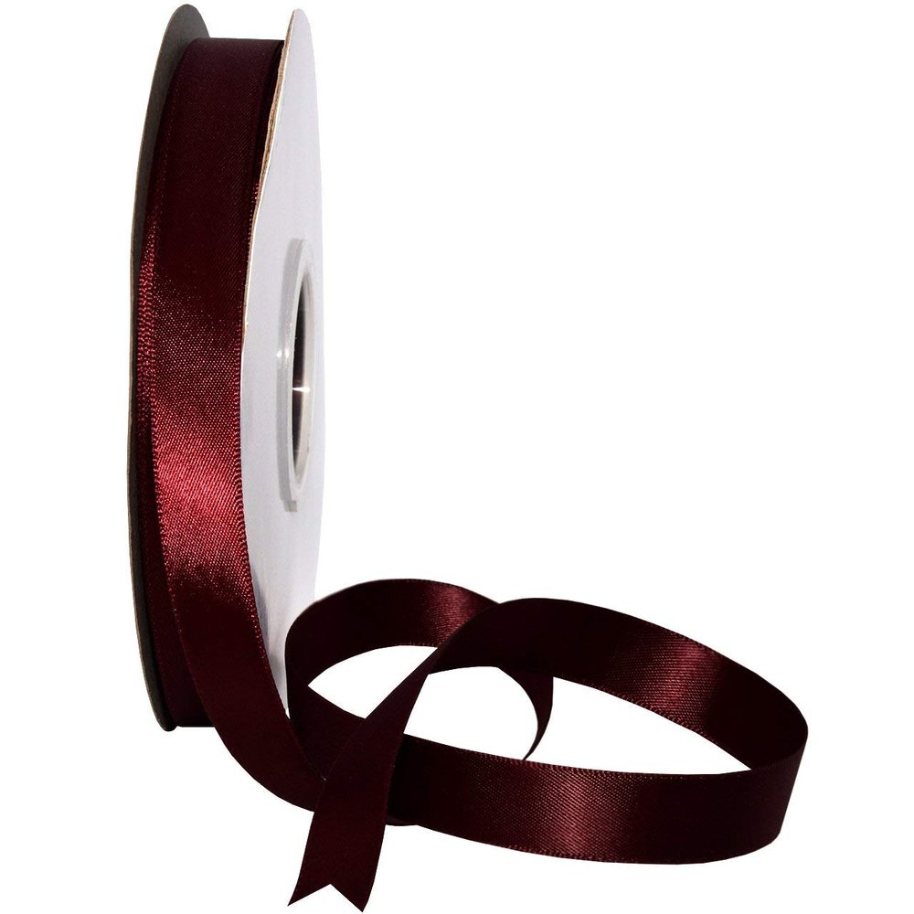 Morex Ribbon Double Face Satin Ribbon 3/8" X 50 YD Burgundy Ribbon for Gift Wrapping, Birthday Gift Cards, Satin Dress for Women, Silk Ribbons for Crafts, Wedding Gifts for Couple