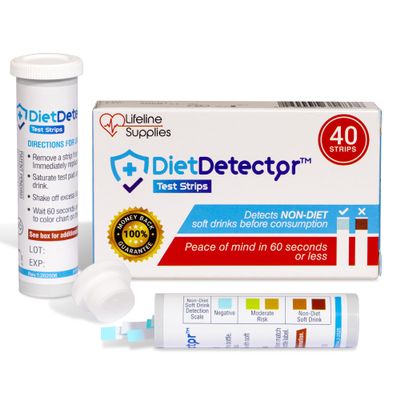 DietDetector Strips - Detects Non-Diet Soft Drinks Before Accidental Consumption - A Must Have for Diabetics and The Health Conscious