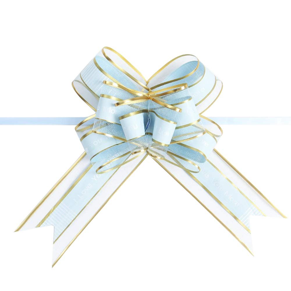 Booluee 20 Pieces Pull Bows, Beautiful Large Organza Pull Bows for Gift Wrapping Christmas Wedding Valentine's Day Present Decoration (Blue)