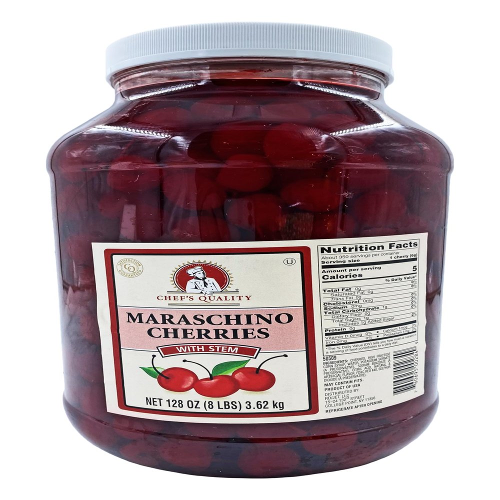 Chef's Quality Maraschino Cherries with stems gallon