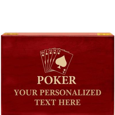 Crown Awards Poker Cards Rosewood Humidor Gift, Customize with Your Own Text Engraving