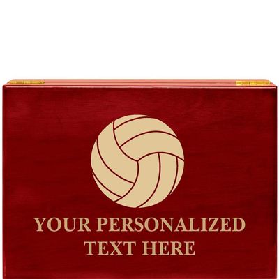 Crown Awards Volleyball Rosewood Humidor Gift, Customize with Your Own Text Engraving