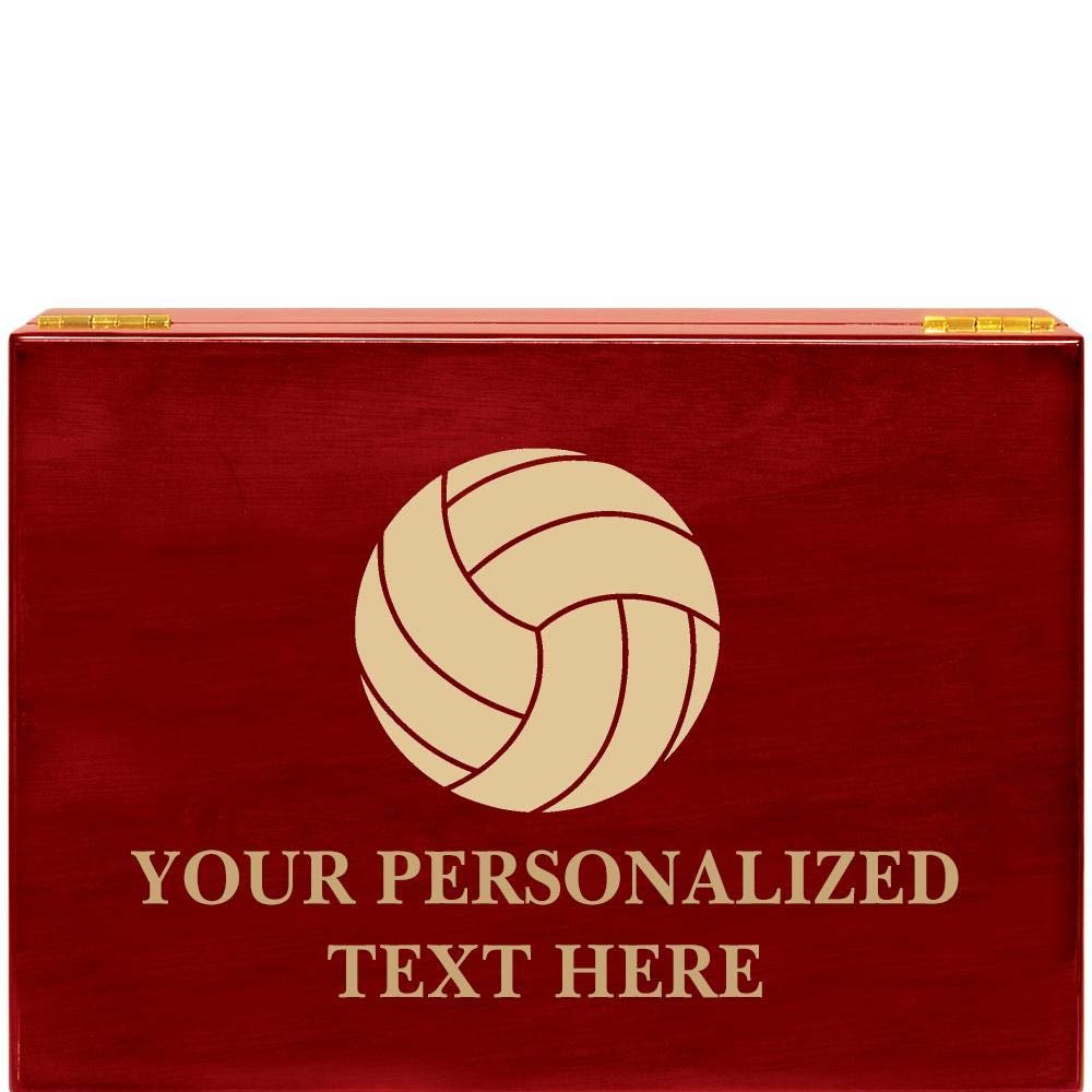 Crown Awards Volleyball Rosewood Humidor Gift, Customize with Your Own Text Engraving
