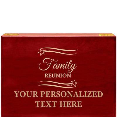 Crown Awards Family Reunion Rosewood Humidor Gift, Customize with Your Own Text Engraving