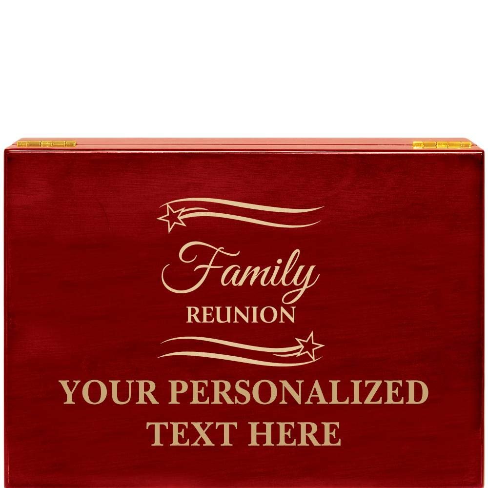 Crown Awards Family Reunion Rosewood Humidor Gift, Customize with Your Own Text Engraving