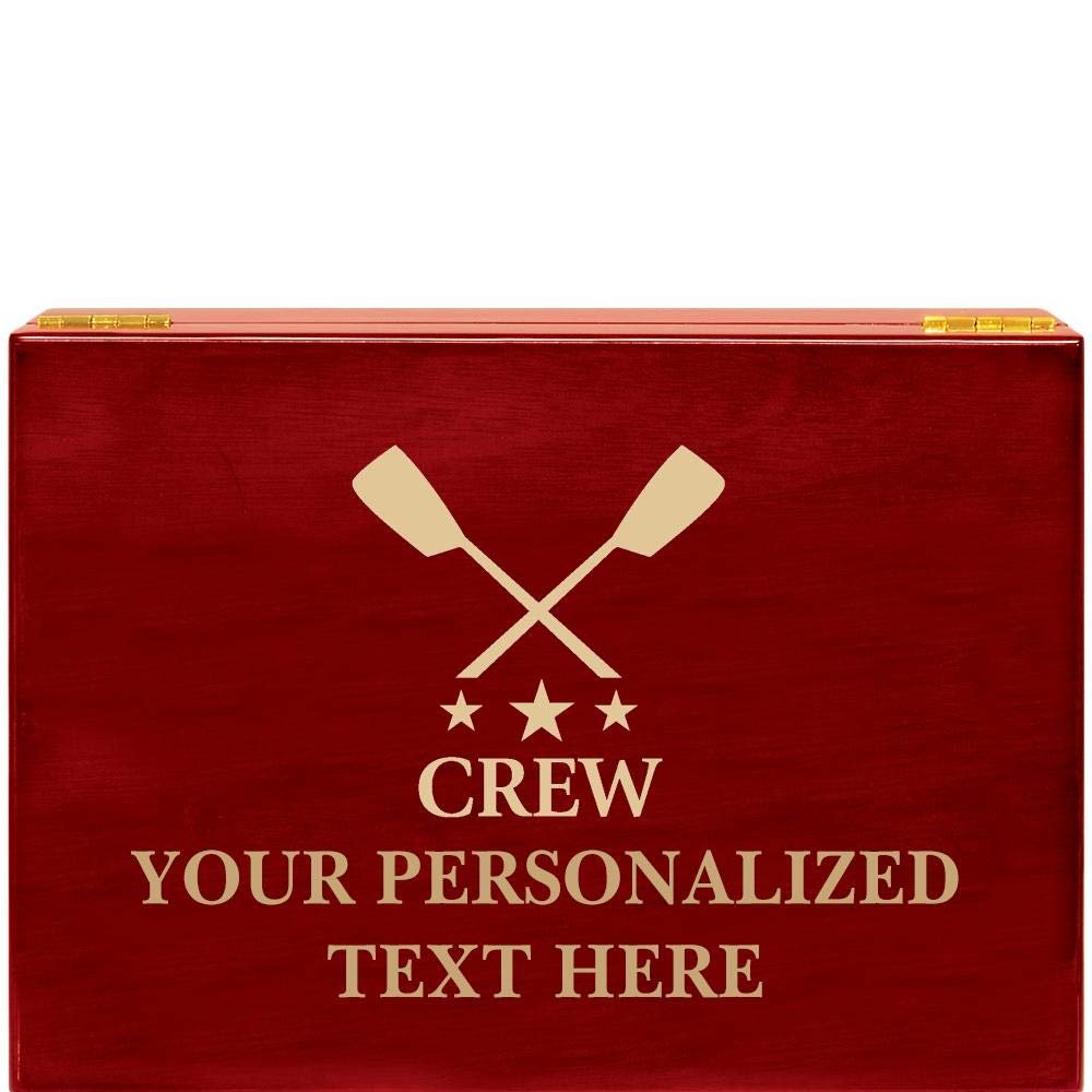 Crew Rosewood Humidor Gift, Customize with Your Own Text Engraving