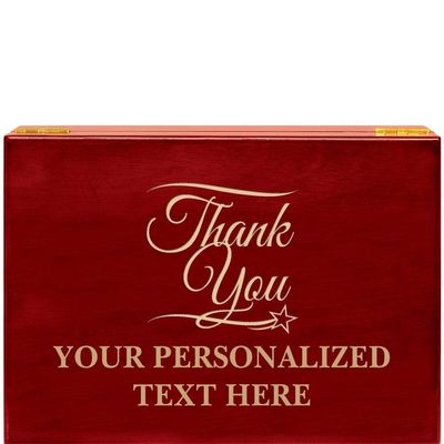 Crown Awards Thank You Rosewood Humidor Gift, Customize with Your Own Text Engraving