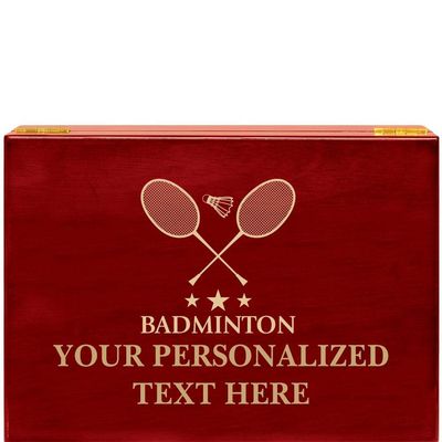 Crown Awards Badminton Rosewood Humidor Gift, Customize with Your Own Text Engraving