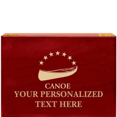 Crown Awards Canoe Rosewood Humidor Gift, Customize with Your Own Text Engraving