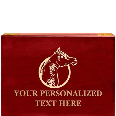 Crown Awards Race Horse Rosewood Humidor Gift, Customize with Your Own Text Engraving