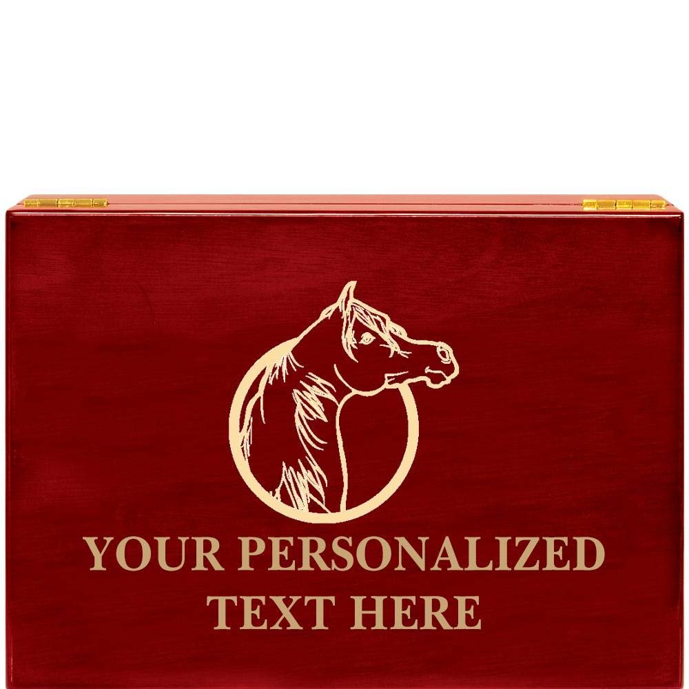 Crown Awards Race Horse Rosewood Humidor Gift, Customize with Your Own Text Engraving