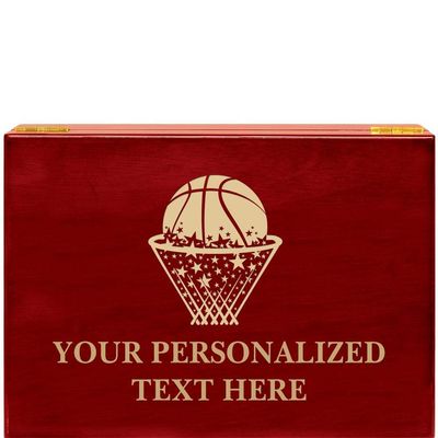 Crown Awards Basketball Rosewood Humidor Gift, Customize with Your Own Text Engraving