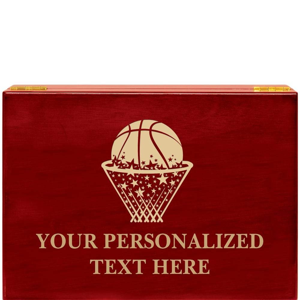 Crown Awards Basketball Rosewood Humidor Gift, Customize with Your Own Text Engraving