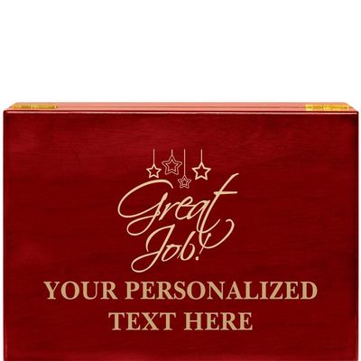 Crown Awards Great Job Holiday Rosewood Humidor Gift, Customize with Your Own Text Engraving