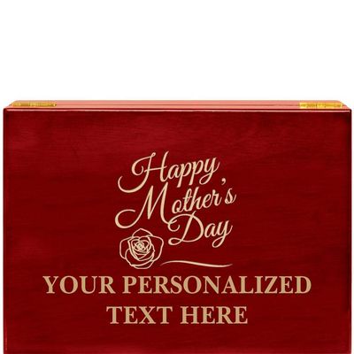 Crown Awards Happy Mothers Day Rosewood Humidor Gift, Customize with Your Own Text Engraving