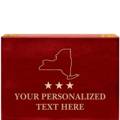 Crown Awards New York Rosewood Humidor Gift, Customize with Your Own Text Engraving