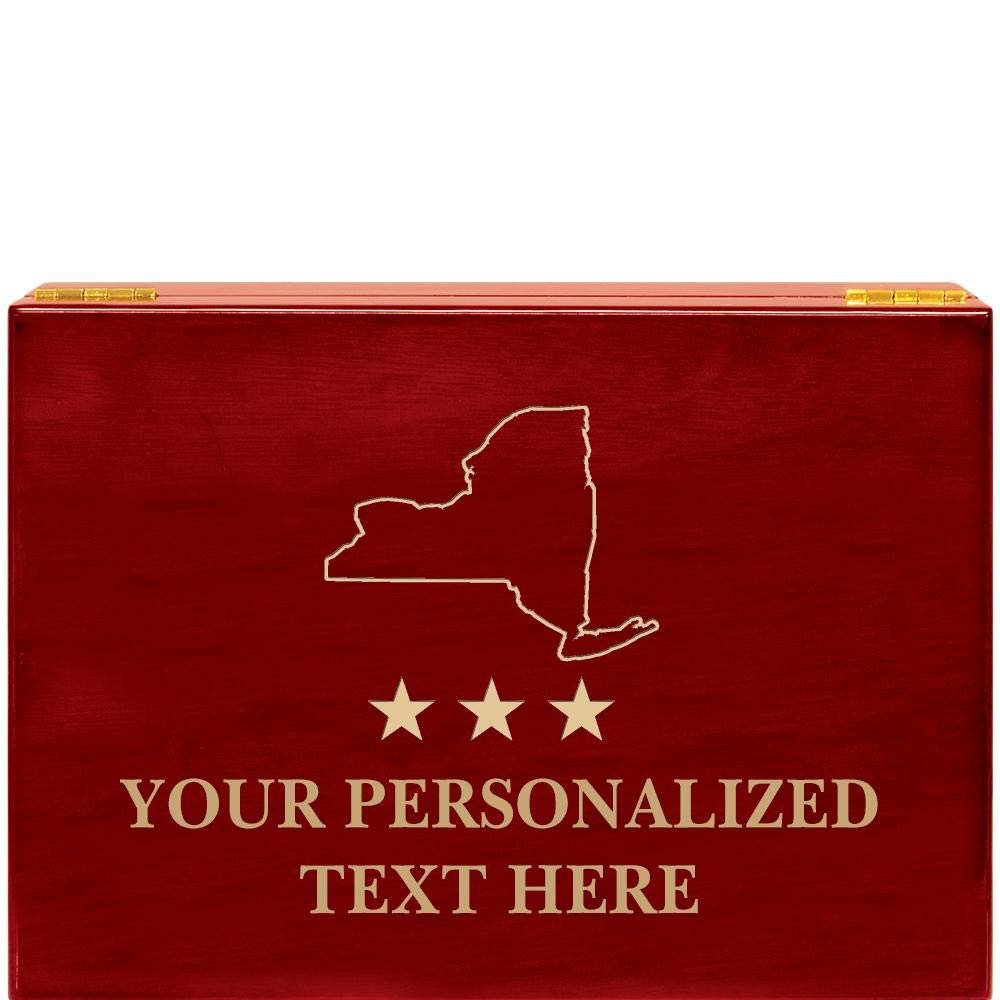 Crown Awards New York Rosewood Humidor Gift, Customize with Your Own Text Engraving