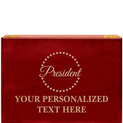 Crown Awards President Rosewood Humidor Gift, Customize with Your Own Text Engraving
