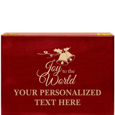 Crown Awards Joy to The World Rosewood Humidor Gift, Customize with Your Own Text Engraving