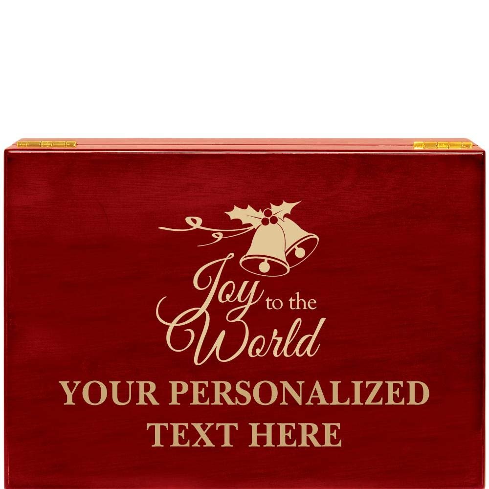 Crown Awards Joy to The World Rosewood Humidor Gift, Customize with Your Own Text Engraving