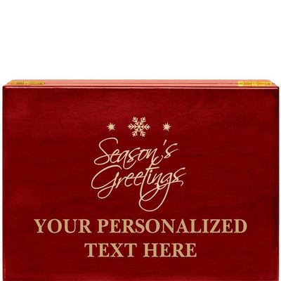 Crown Awards Seasons Greetings Rosewood Humidor Gift, Customize with Your Own Text Engraving