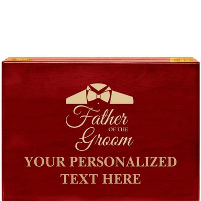 Crown Awards Father of The Groom Rosewood Humidor Wedding Gift, Customize with Your Own Text Engraving