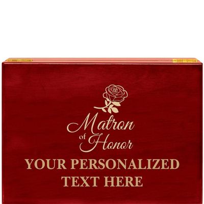 Crown Awards Matron of Honor Rosewood Humidor Gift, Customize with Your Own Text Engraving