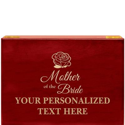 Crown Awards Mother of The Bride Rosewood Humidor Gift, Customize with Your Own Text Engraving