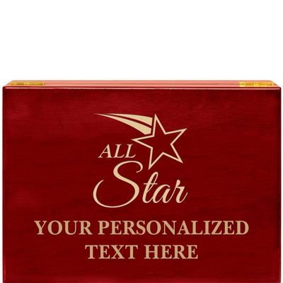 Crown Awards All Star Rosewood Humidor Gift, Customize with Your Own Text Engraving