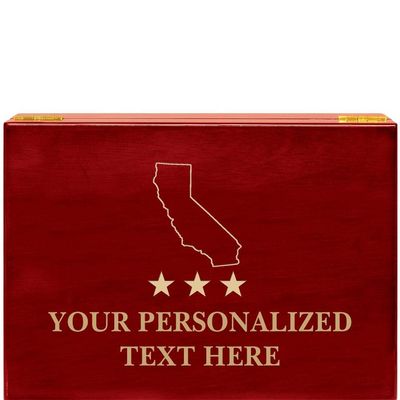 Crown Awards California Rosewood Humidor Gift, Customize with Your Own Text Engraving