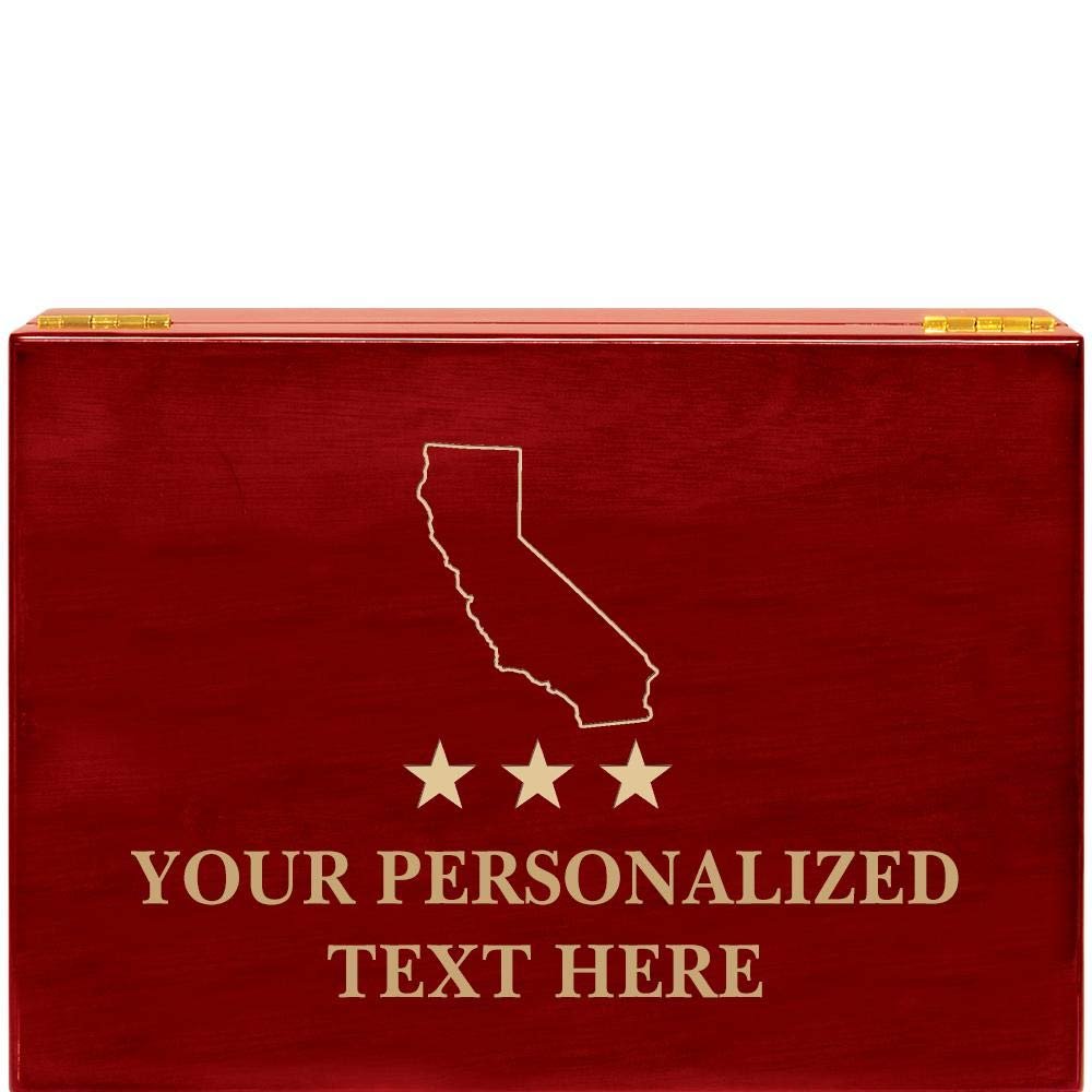 Crown Awards California Rosewood Humidor Gift, Customize with Your Own Text Engraving