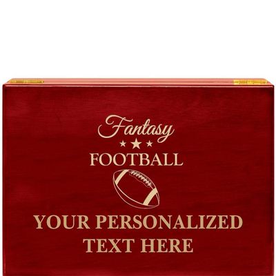 Crown Awards Fantasy Football Rosewood Humidor Gift Award, Customize with Your Own Text Engraving