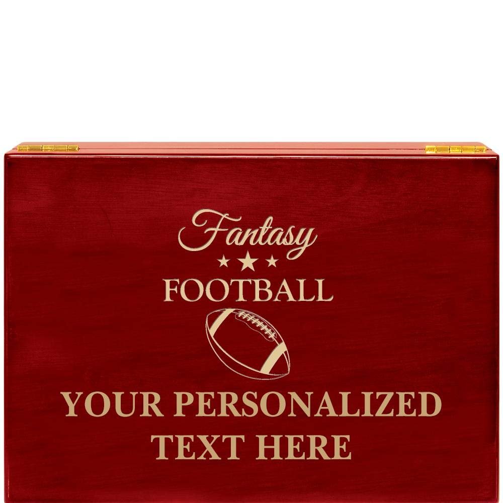 Crown Awards Fantasy Football Rosewood Humidor Gift Award, Customize with Your Own Text Engraving