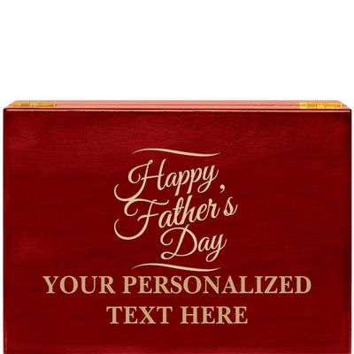 Crown Awards Happy Fathers Day Rosewood Humidor Gift, Customize with Your Own Text Engraving
