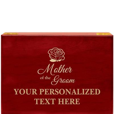 Crown Awards Mother of The Groom Rosewood Humidor Gift, Customize with Your Own Text Engraving Prime
