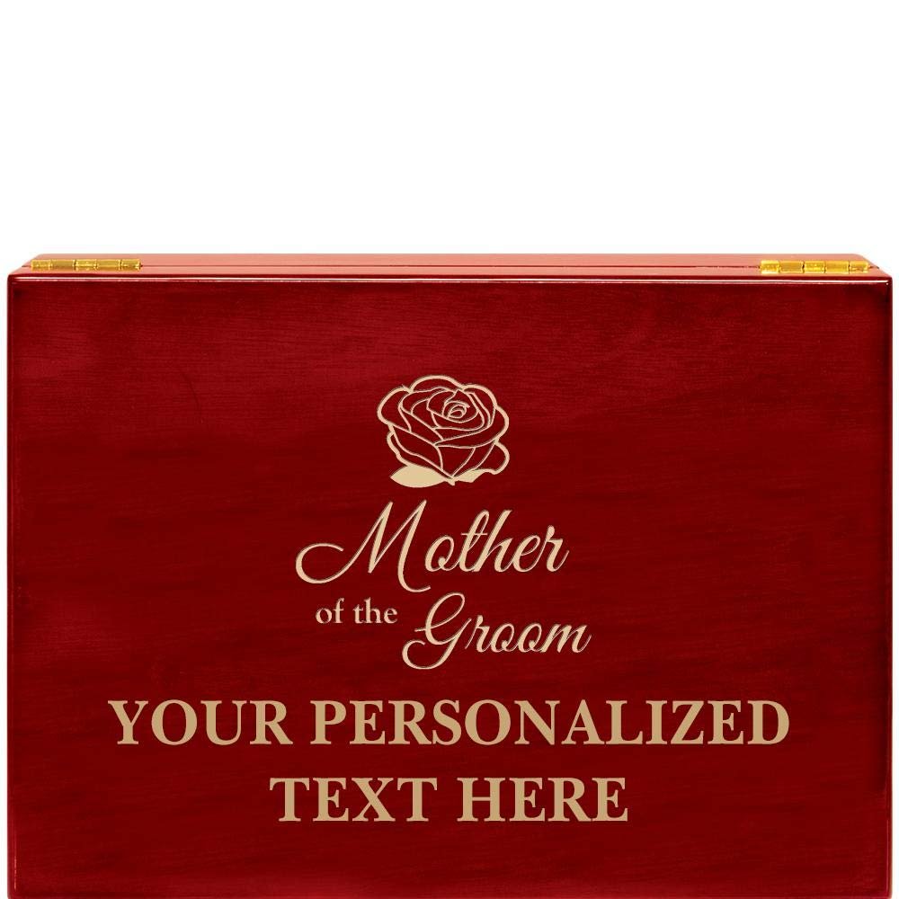 Crown Awards Mother of The Groom Rosewood Humidor Gift, Customize with Your Own Text Engraving Prime