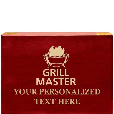 Crown Awards Grill Master Rosewood Humidor Gift, Customize with Your Own Text Engraving