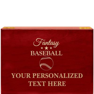 Crown Awards Fantasy Baseball Rosewood Humidor Gift, Customize with Your Own Text Engraving
