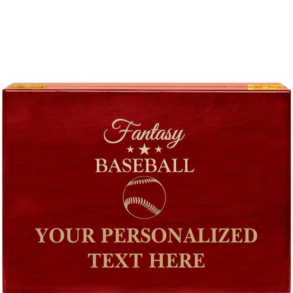Crown Awards Fantasy Baseball Rosewood Humidor Gift, Customize with Your Own Text Engraving